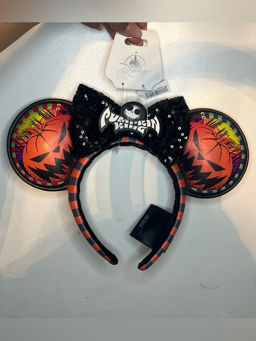 Disney Halloween Jack Skellington Pumpkin Ears Headband - Black & Orange